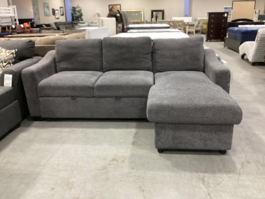 86627 - Dark Gray Fabric Sleeper Sofa w/Reversible Storage Chaise 90x66x38