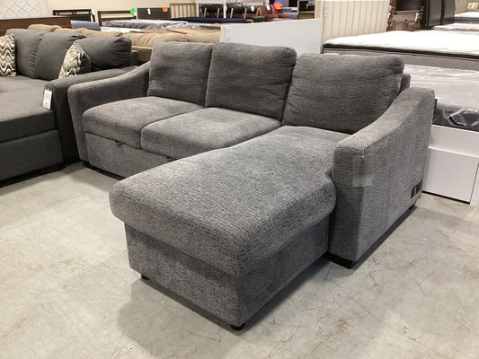 86627 - Dark Gray Fabric Sleeper Sofa w/Reversible Storage Chaise 90x66x38