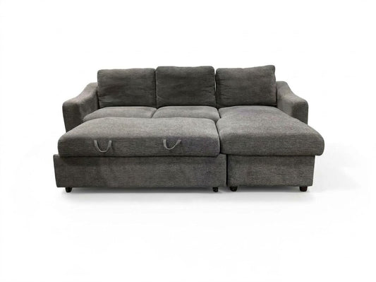 86627 - Dark Gray Fabric Sleeper Sofa w/Reversible Storage Chaise 90x66x38