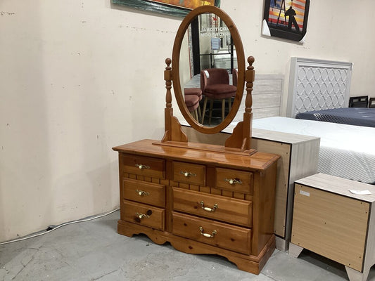 86631 Vintage 7 Drawer Dresser w/Mirror 50x17x30-73