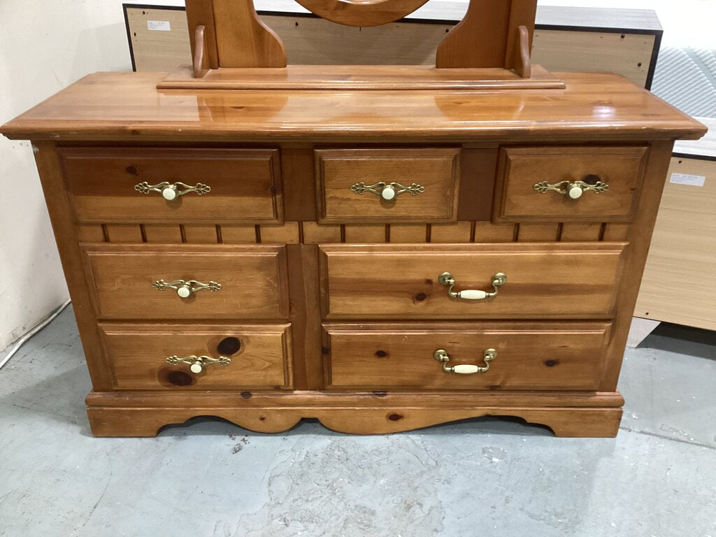 86631 Vintage 7 Drawer Dresser w/Mirror 50x17x30-73
