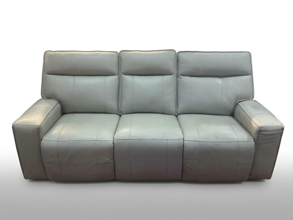 86601 - Greige Top Grain Leather Power Sofa