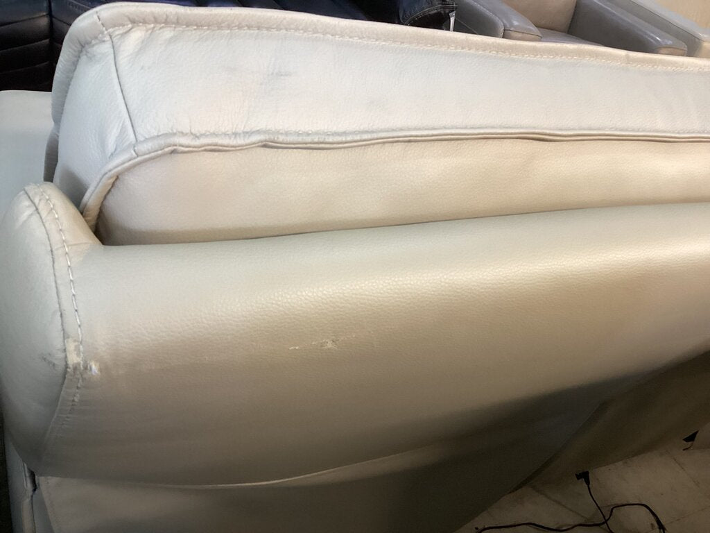 86601 - Greige Top Grain Leather Power Sofa