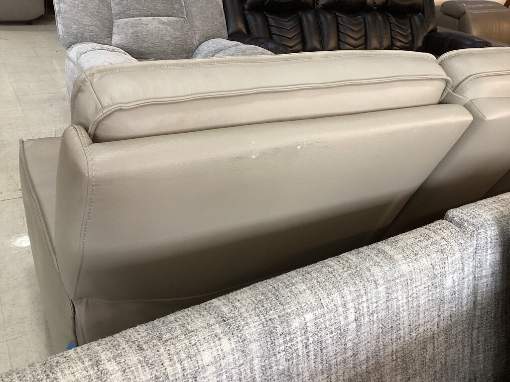 86602 - Greige Top Grain Leather Power Loveseat