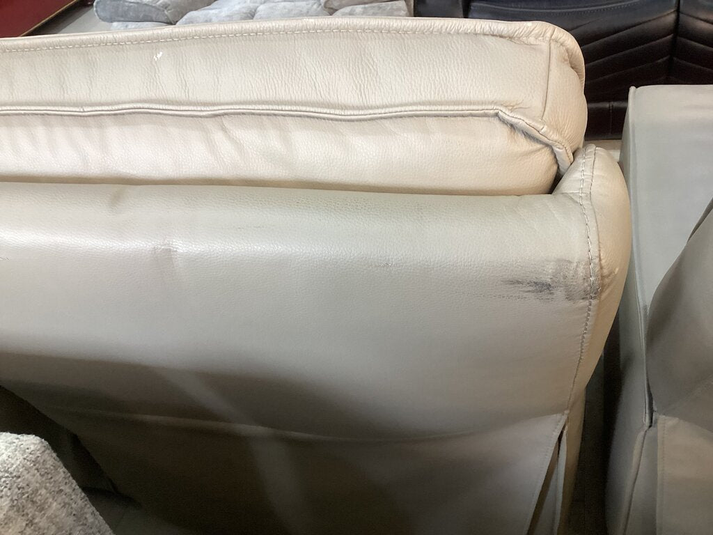 86602 - Greige Top Grain Leather Power Loveseat