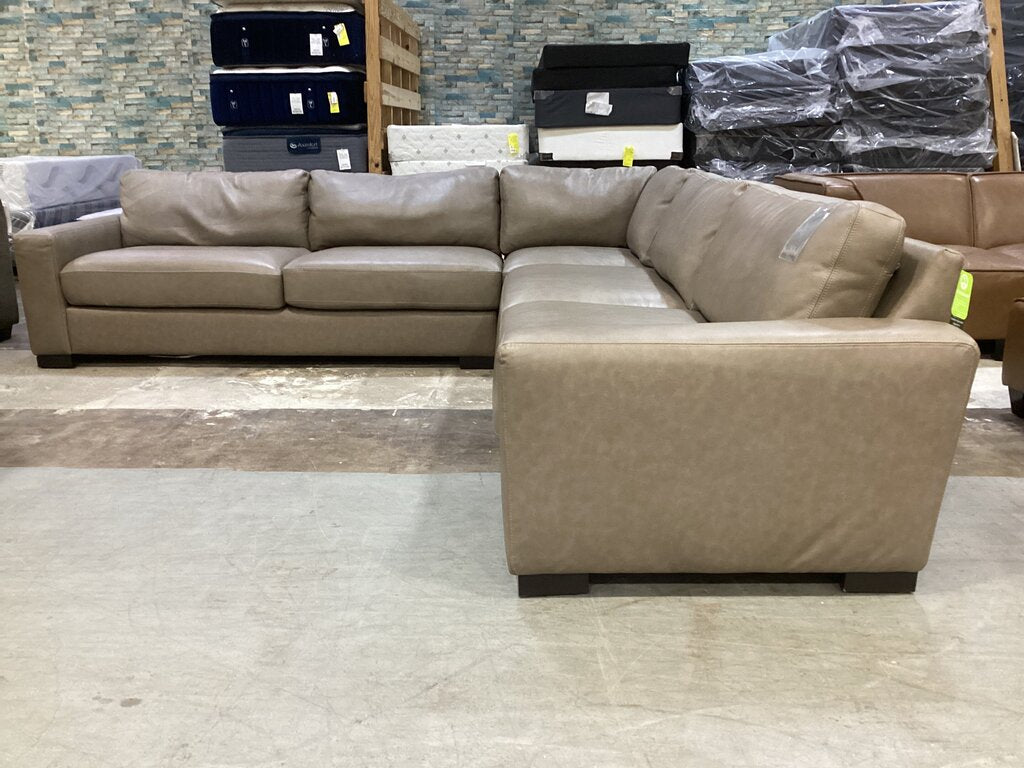86599 - Top Grain Leather 3pc Sectional 118x118x28