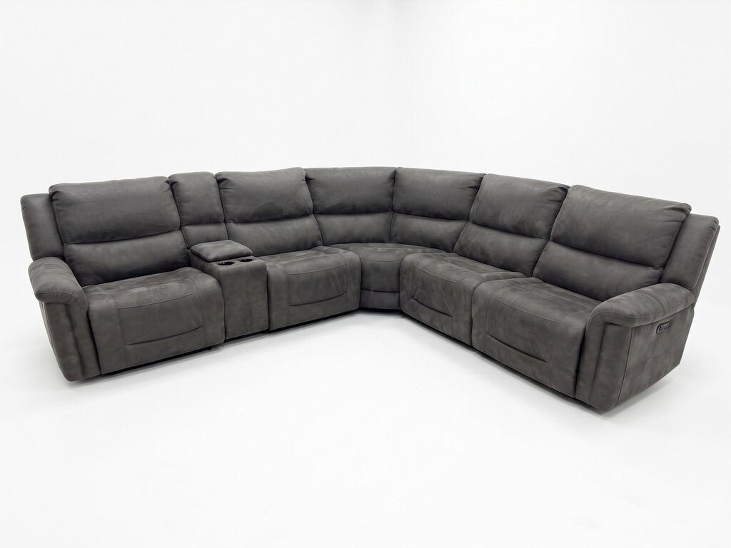 86605 - Gray Fabric Power Reclining Sectional
