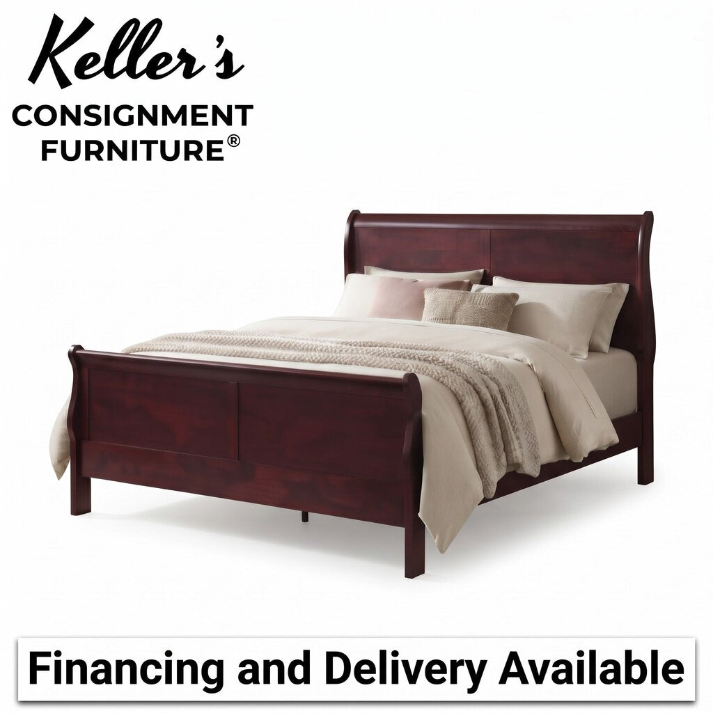 LP Cherry NEW Full Size Sleigh Bed Frame 85x56x47 (119421-13)