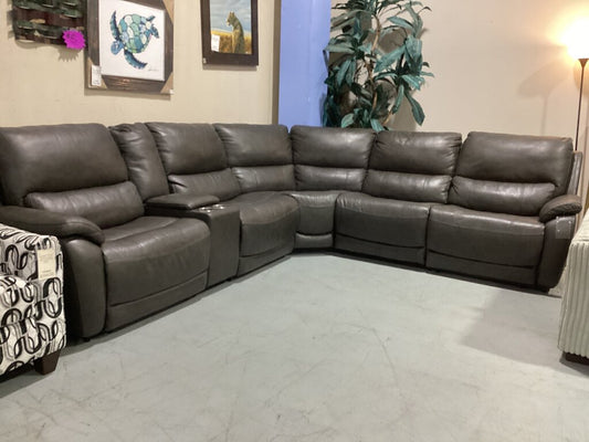 86608 - Dark Gray Leather Power Reclining Sectional