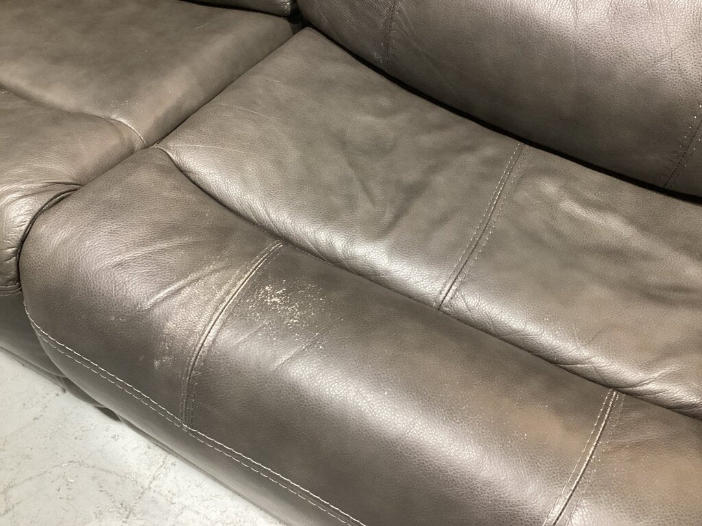 86608 - Dark Gray Leather Power Reclining Sectional 129x116x42