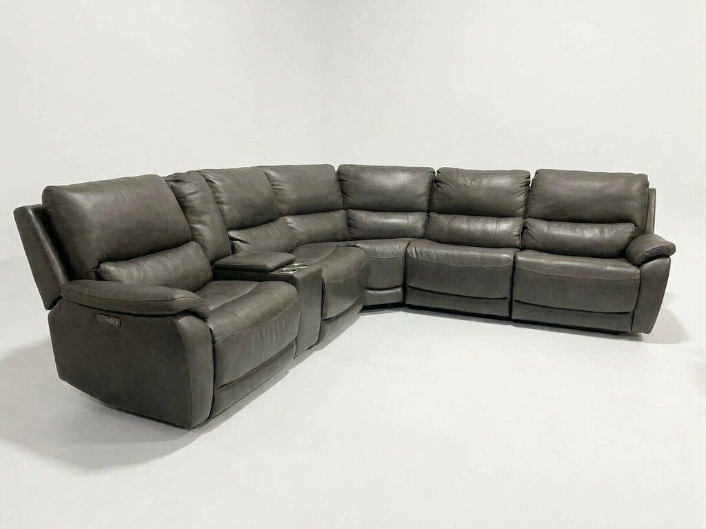 86608 - Dark Gray Leather Power Reclining Sectional