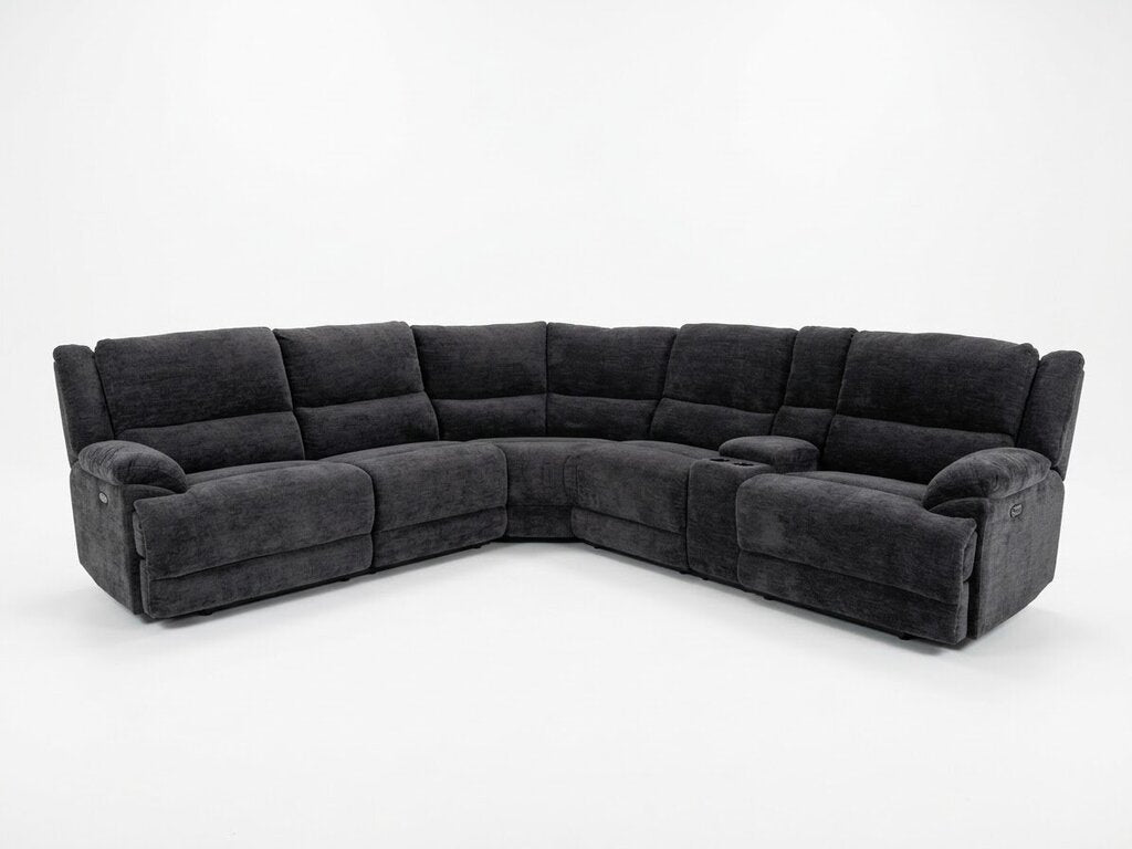 86673 Timberland Six Piece Lucie Charcoal Power Sectional 134x121x40