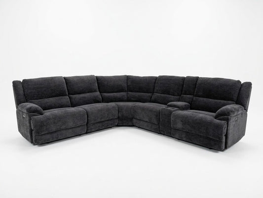 86673 Timberland Six Piece Lucie Charcoal Power Sectional 134x121x40