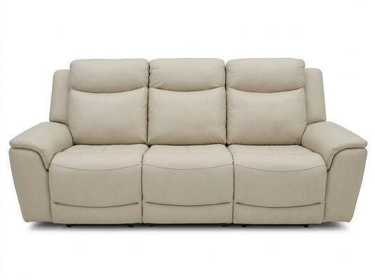 86690 - Beige Top Grain Leather Power Reclining Sofa w/ Power Headrests 89x38x41