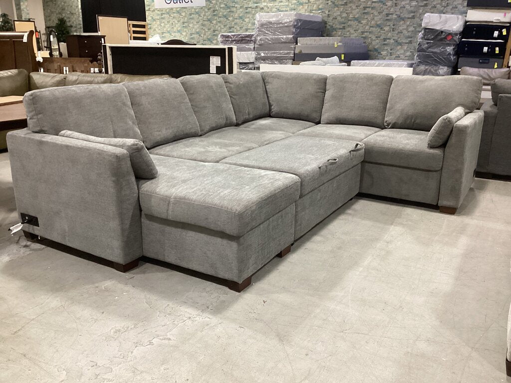 86685 - Sleeper Power Sectional Gray Fabric 70x60x21