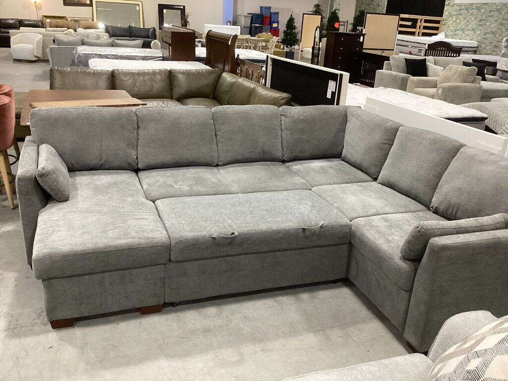 86685 - Sleeper Power Sectional Gray Fabric 70x60x21