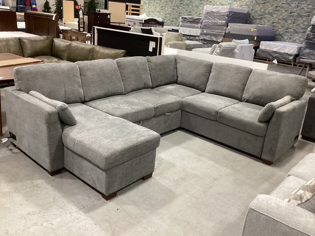 86685 - Sleeper Power Sectional Gray Fabric 70x60x21