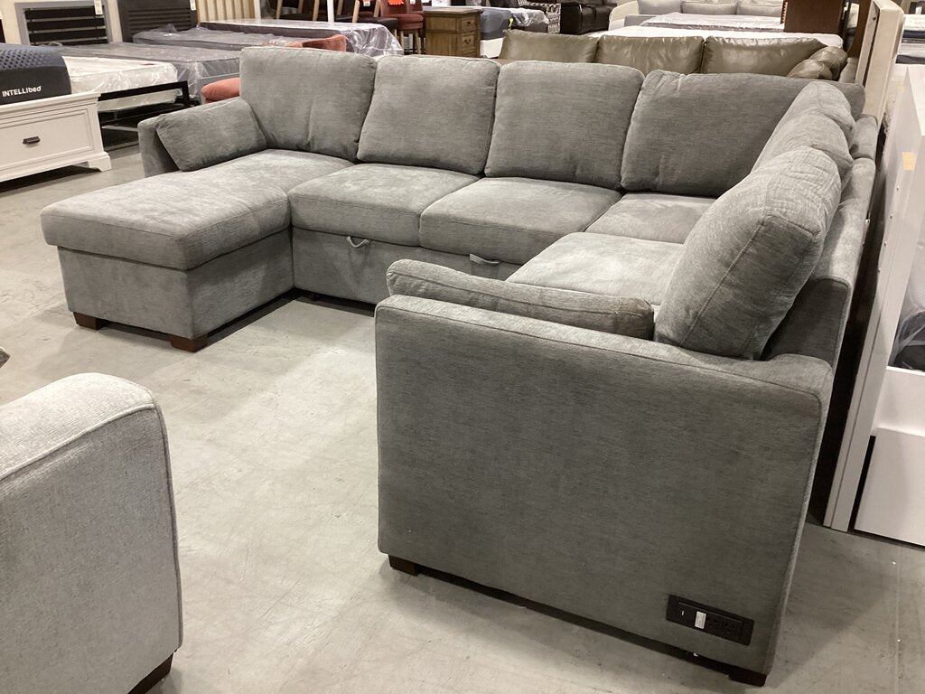 86685 - Sleeper Power Sectional Gray Fabric 70x60x21