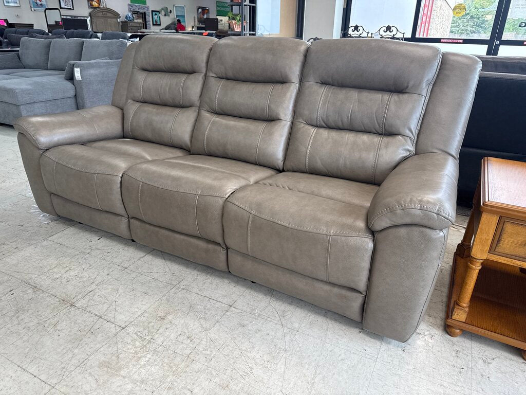 86740 - Taupe Leather Power Sofa 88x40x42