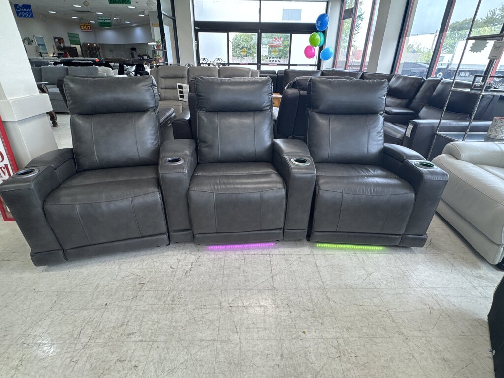 86743 - Gray Leather Home Theater 110x43x44