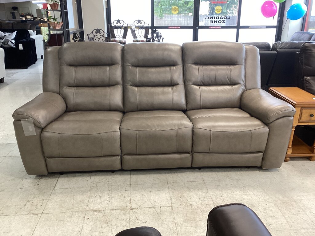 86740 - Taupe Leather Power Sofa 88x40x42