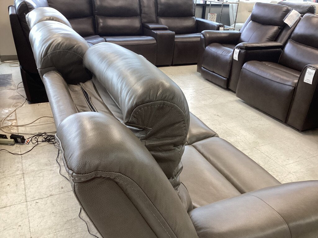 86740 - Taupe Leather Power Sofa 88x40x42