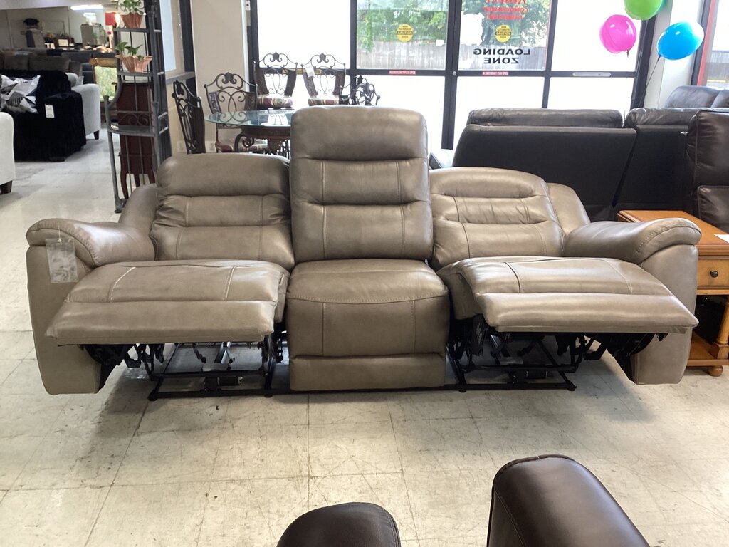 86740 - Taupe Leather Power Sofa 88x40x42