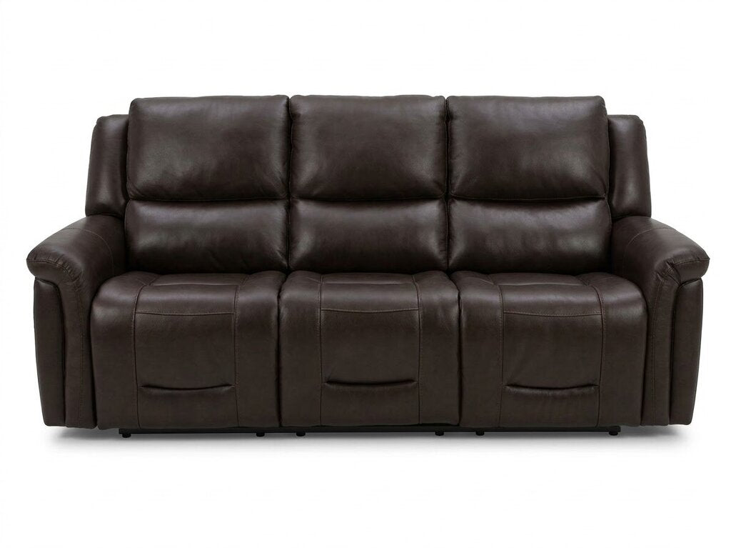 86744 - Brown Leather Power Reclining Sofa 87x39x41