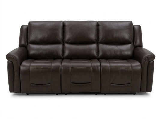 86744 - Brown Leather Power Reclining Sofa 87x39x41