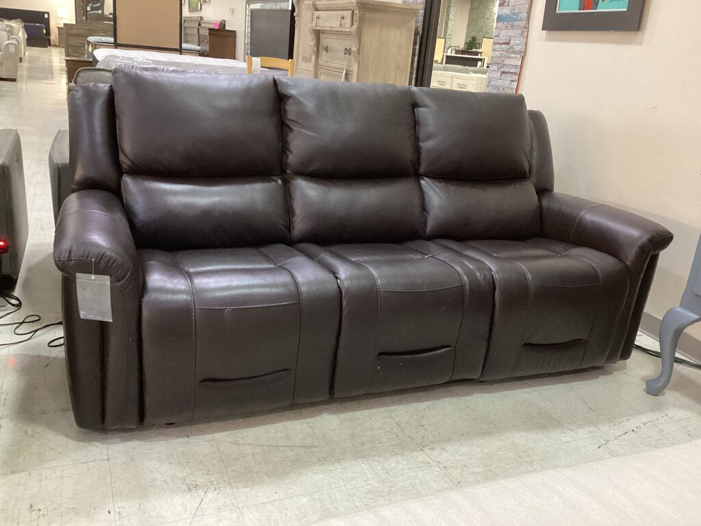 86744 - Brown Leather Power Reclining Sofa 87x39x41
