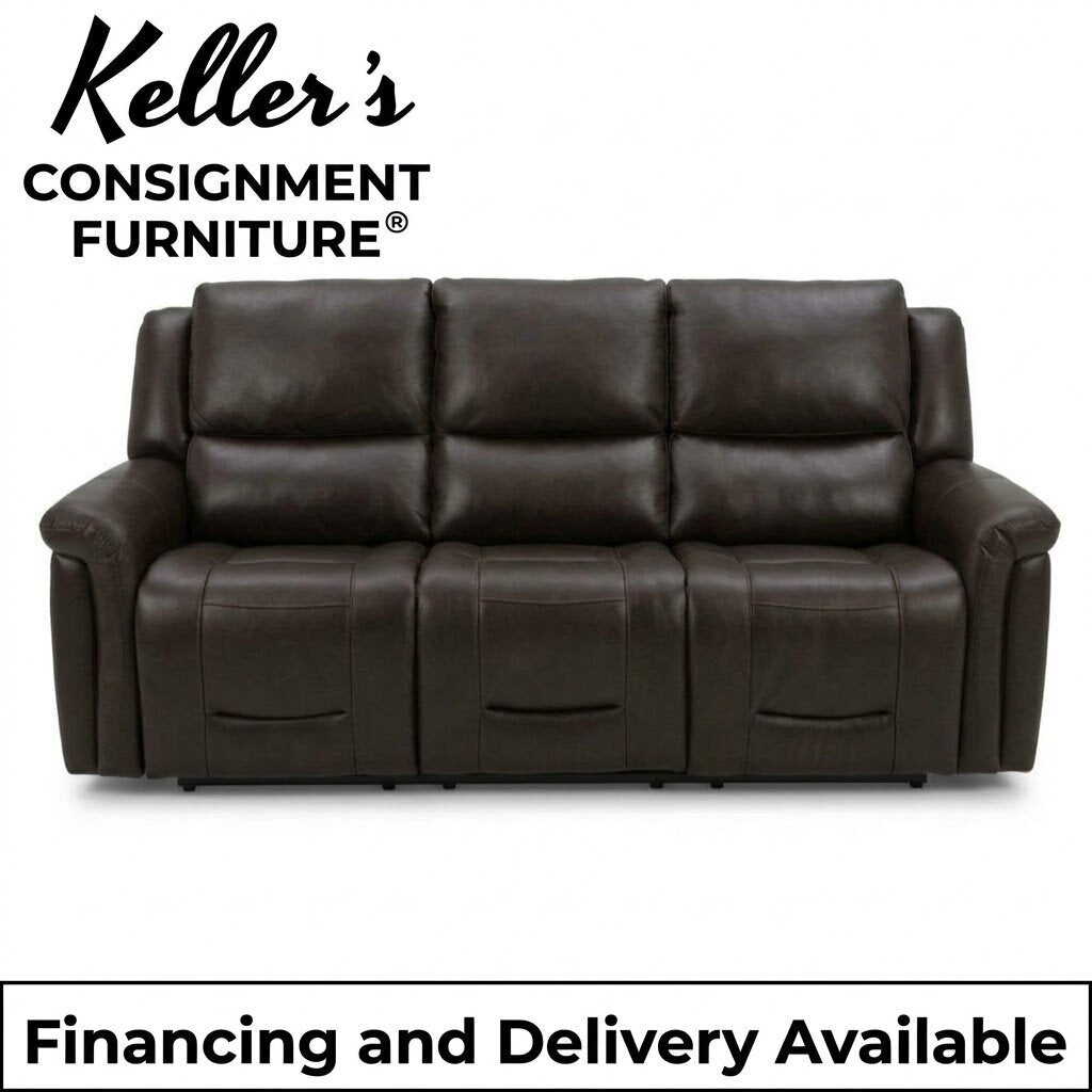 86744 - Brown Leather Power Reclining Sofa 87x39x41
