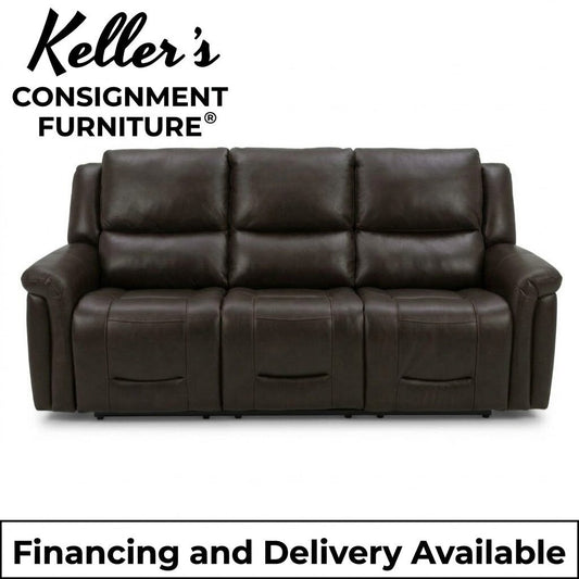 86744 - Brown Leather Power Reclining Sofa 87x39x41