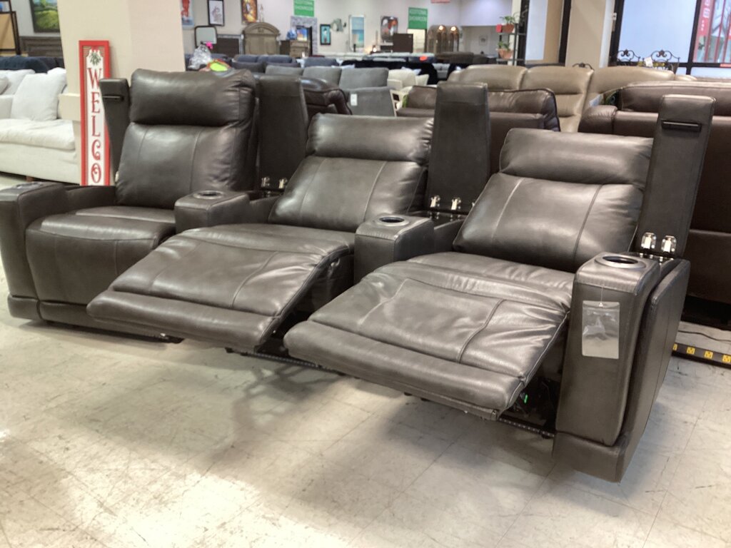 86743 - Gray Leather Home Theater 110x43x44