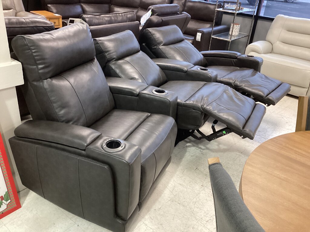 86743 - Gray Leather Home Theater 110x43x44