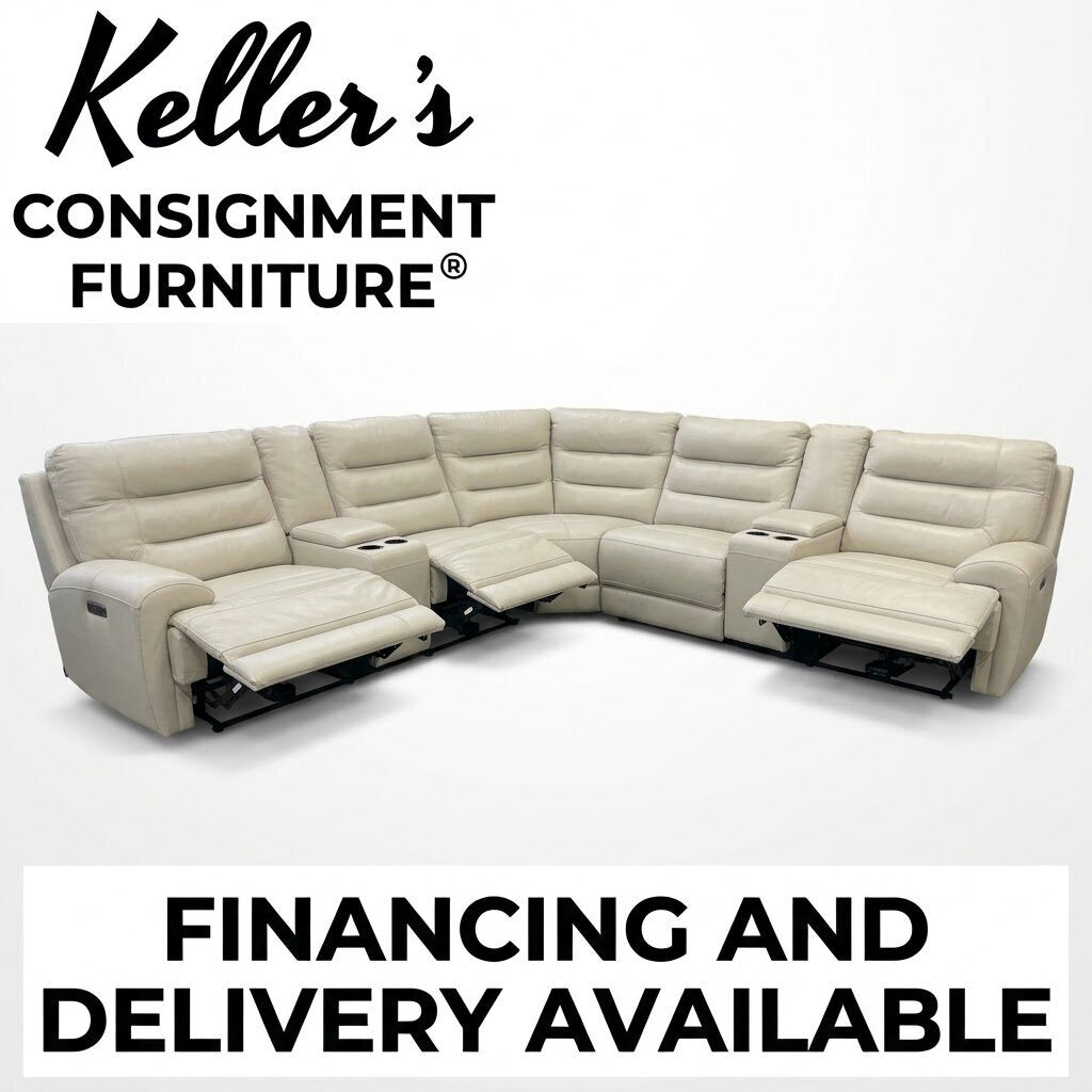86732 - Beige Leather Zero Gravity Power Reclining Sectional 130x130x41