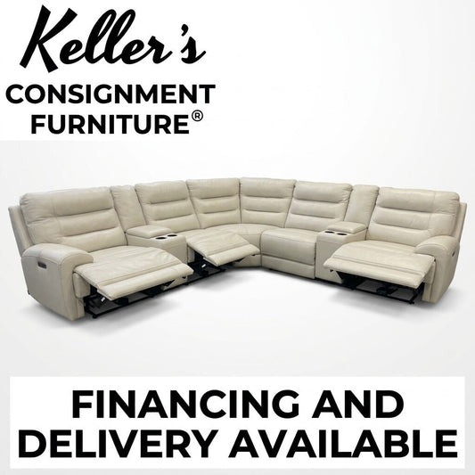 86732 - Beige Leather Zero Gravity Power Reclining Sectional 130x130x41