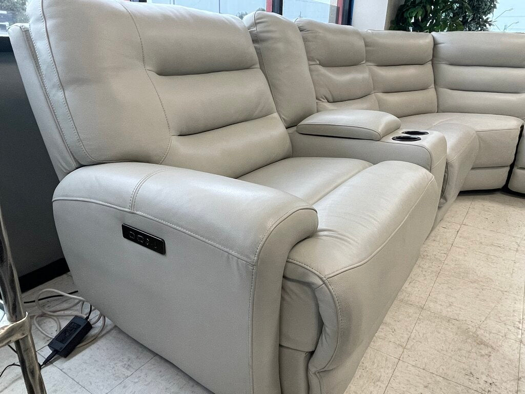 86732 - Beige Leather Zero Gravity Power Reclining Sectional 130x130x41