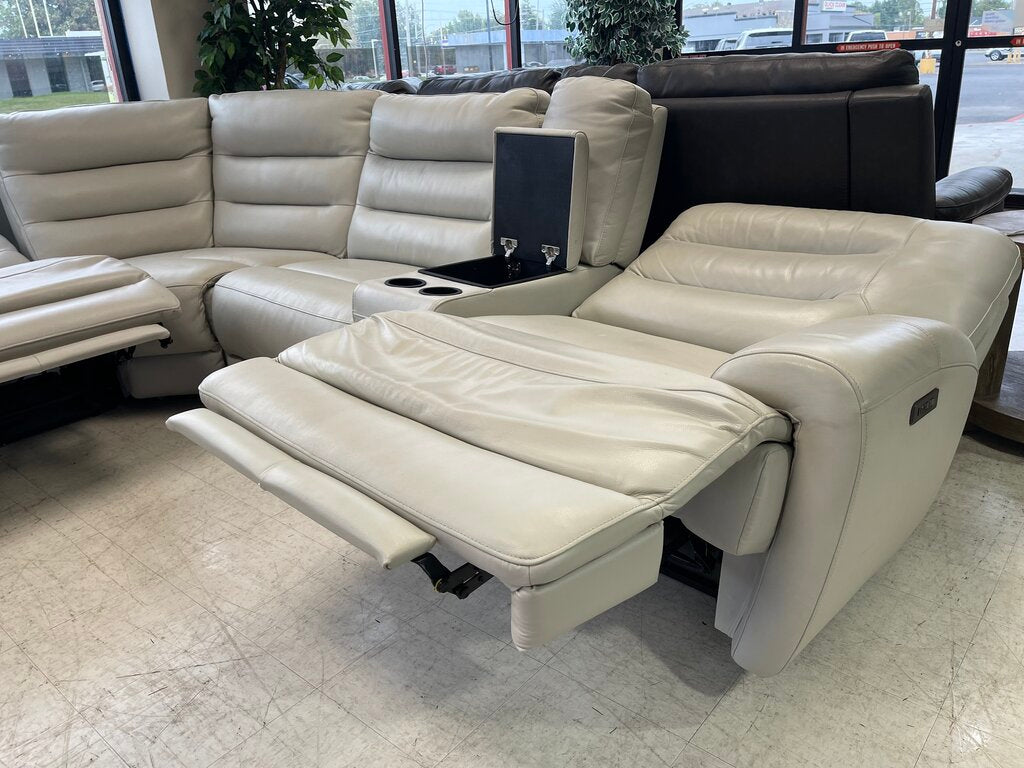 86732 - Beige Leather Zero Gravity Power Reclining Sectional 130x130x41