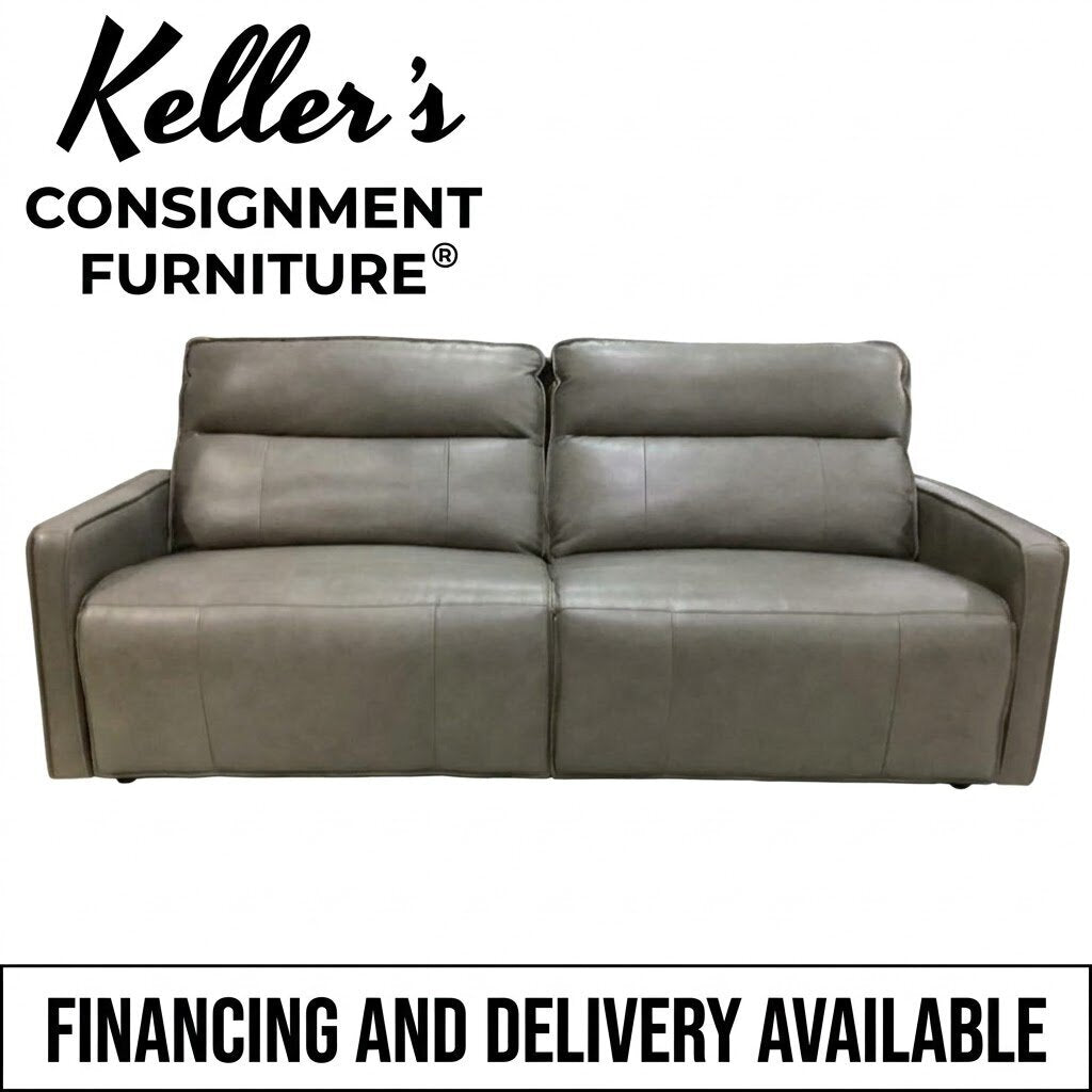 86733 - Henredon Leather Power Reclining Sofa 88x37x39