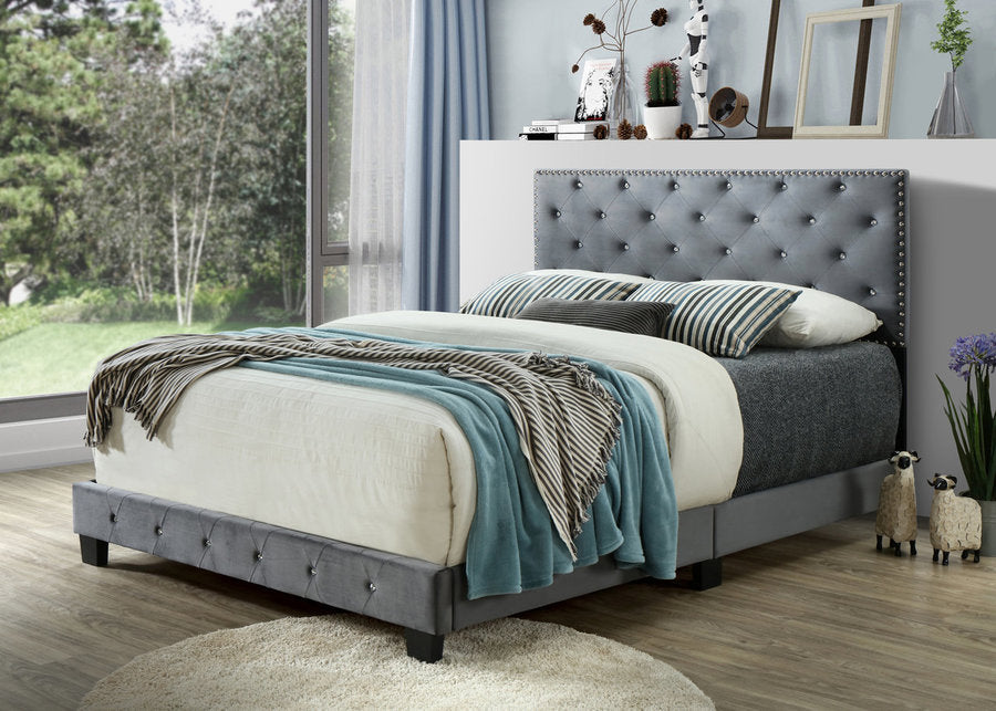 Starlett Gray NEW King Bed Frame 80x83x48 (104049)