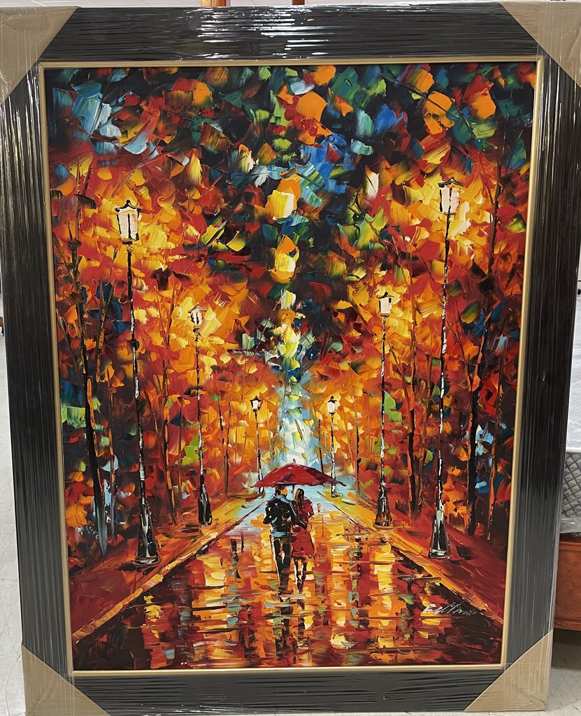 77642 (8279-15) NEW Framed Painting Couple In Park 44x56