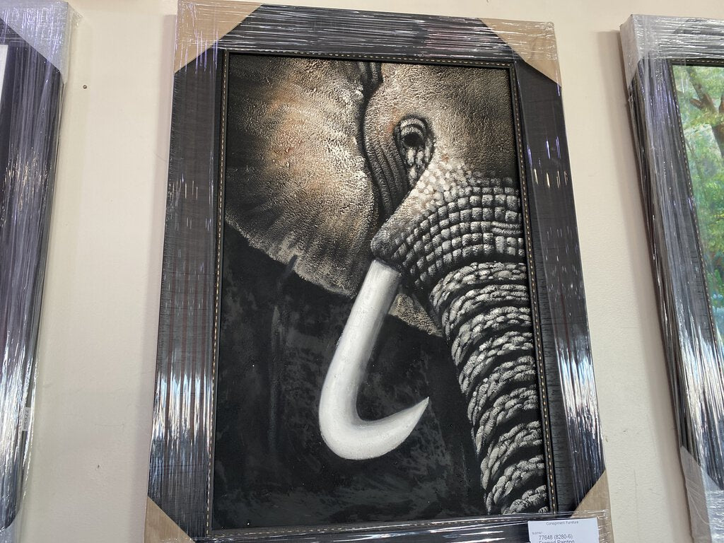 77648 (8280-6) NEW Framed Painting Elephant 32x44