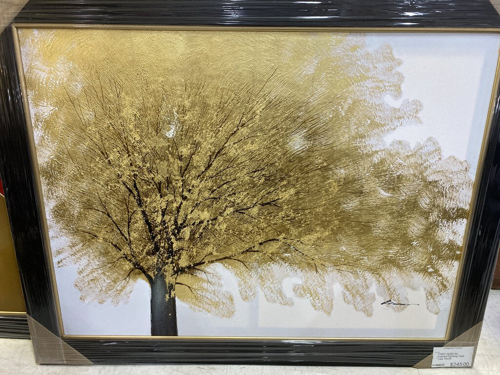 77657 (8280-15) NEW Framed Painting Gold Tree 56x44
