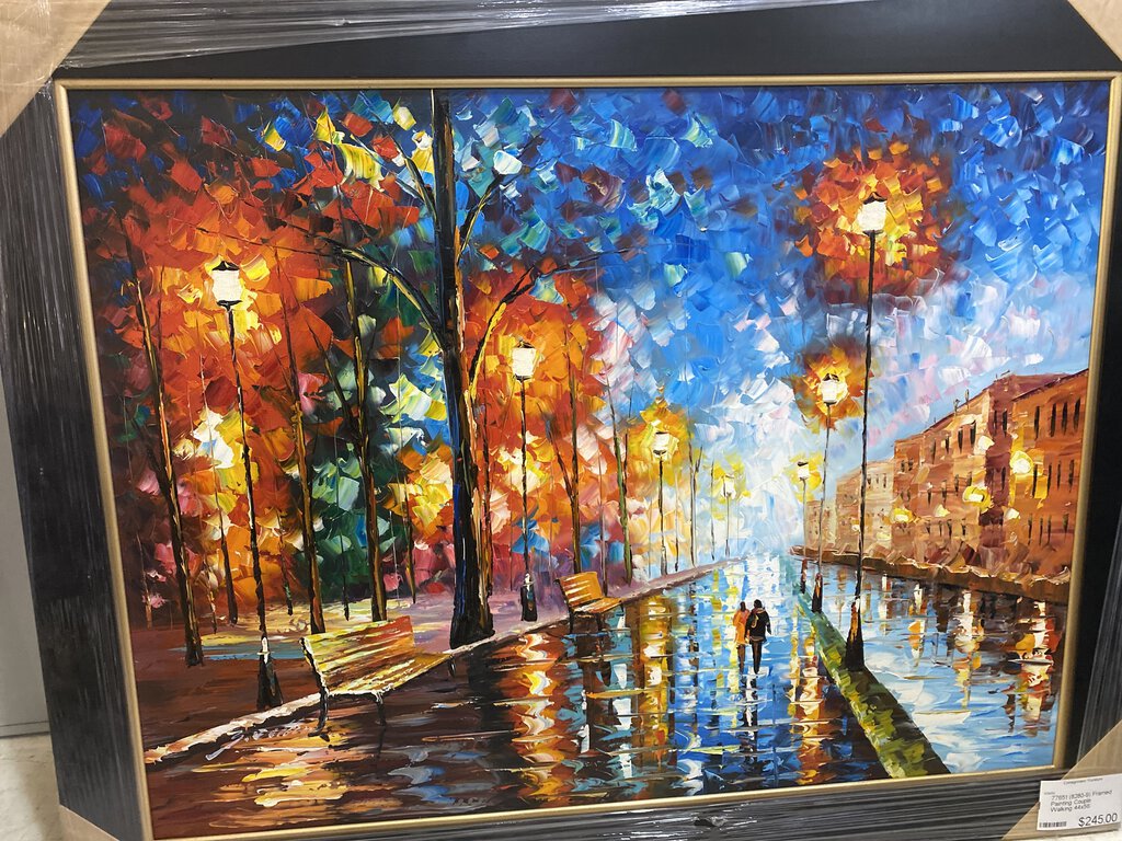 77651 (8280-9) NEW Framed Painting Couple Walking 56x44