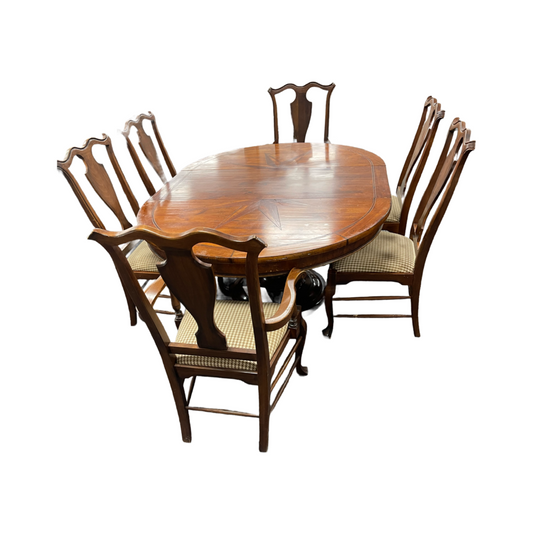 78911 (8057-1) Henredon Star Mahogany Round Dining Table* 42x53x30 w/Leaf 75x53x30