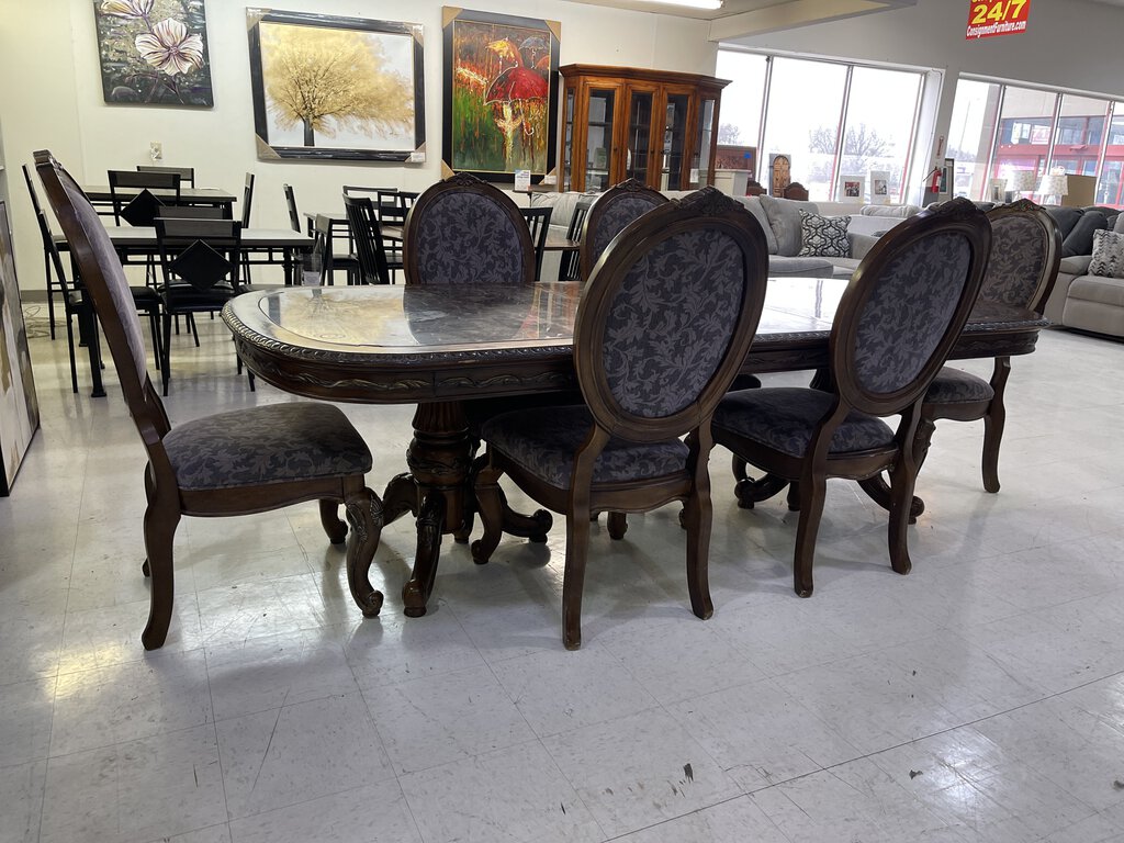 79462 (8424-1) Marble Top 7pc Dining Set 44x84-104x31
