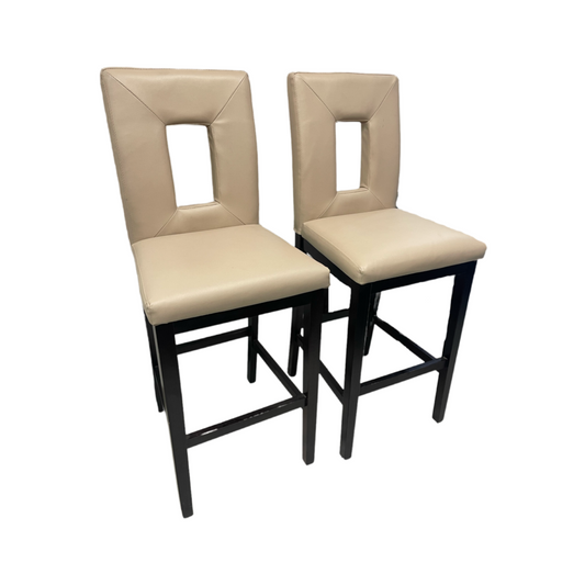 79608 (8437-3) Pair of Beige Bar Height Chairs 18x18x46